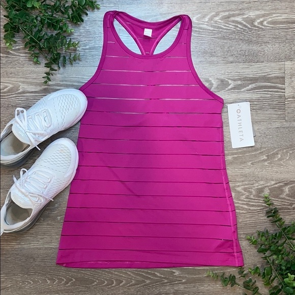 Athleta Tops - Athleta Stripe Mesh High Neck Chi Tank Workout Top